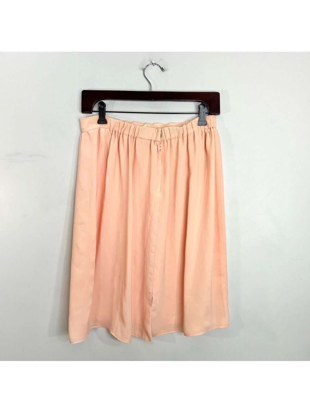 Vintage 80s union made beaded peach chiffon open jacket cami skirt set suit 16 - Picture 12 of 17